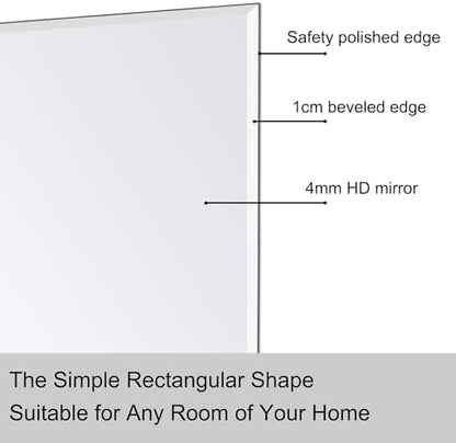 Bathroom Mirror for Over Sink 36x24 Inch Frameless Wall Mirror Beveled Edge