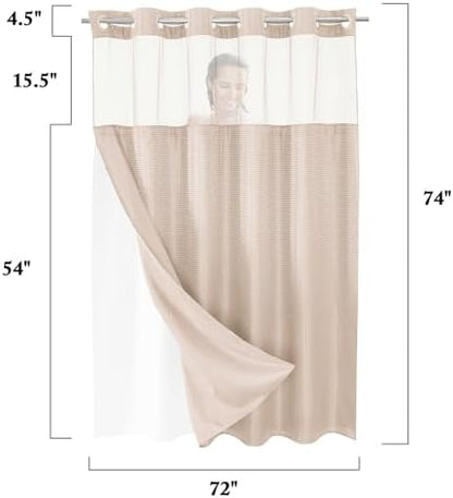 Gibelle No Hook Cloth Blush Pink Shower Curtain with Liner, 72x74