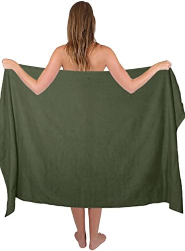 Belizzi Home Premium Cotton Oversized 2 Pack Bath Sheet 35x70-100% Pure Cotton - Ideal for Everyday use - Ultra Soft & Highly Absorbent - Machine Washable - Olive Green