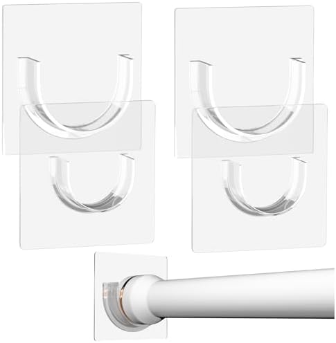 Shower Curtain Rod Holder with Strong Adhesive,4 Pcs,No Drilling