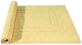 Feather & Stitch 2 Piece Towel Like Bath Mats (30x21 Inch) 100% Cotton Terry Bath Mats, Bathroom Shower Floor Mats [NOT A Bathroom Rug], Soft Absorbent Washable Mats - Yellow