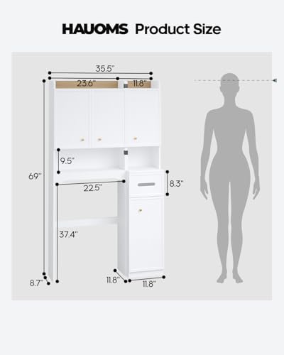 7-Tier Over Toilet Storage Cabinet, 2-in-1, Separable Bathroom Storage