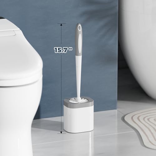 Holaloha Toilet Brush and Holder Set, Space Saving, 2 Pack, White