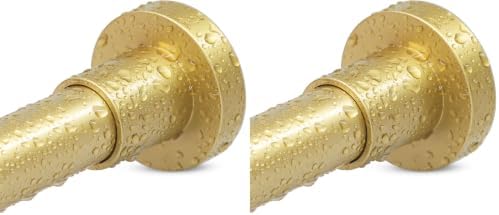 YNL Gold Shower Curtain Rod 32-80 Inch(2.7-6.6ft), Non Slip, Never Rust, No Drill Stainless Steel Spring Tension Shower Rod, Adjustable Tension Rod for Bathroom (Pack of 2)