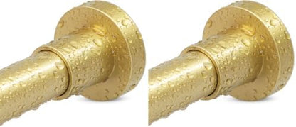 YNL Gold Shower Curtain Rod 32-80 Inch(2.7-6.6ft), Non Slip, Never Rust, No Drill Stainless Steel Spring Tension Shower Rod, Adjustable Tension Rod for Bathroom (Pack of 2)