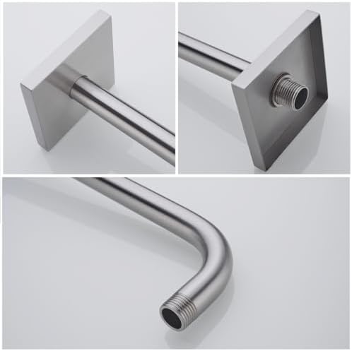 Shower Arm, Extra Extension Arm with Flange, Stainless Steel Wall-Mounted Showerhead Extender Pipe,16 Inch Brushed Nickel Finish,SW-91018-16BN-SQ.