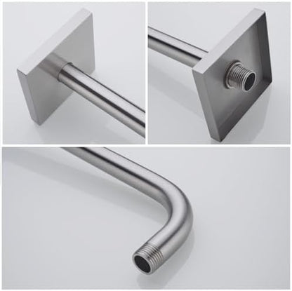 Shower Arm, Extra Extension Arm with Flange, Stainless Steel Wall-Mounted Showerhead Extender Pipe,16 Inch Brushed Nickel Finish,SW-91018-16BN-SQ.