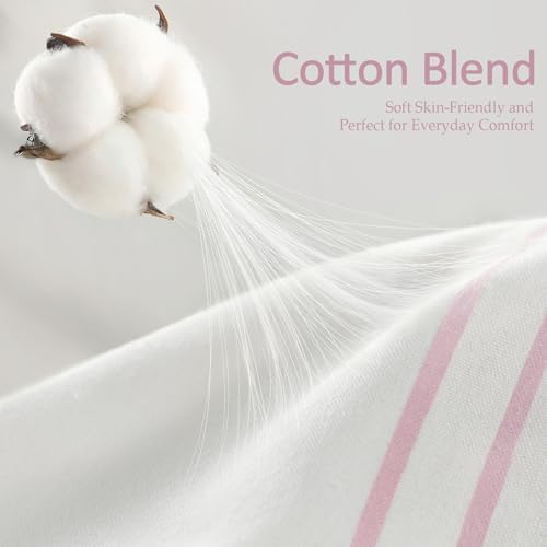 Pink Boho Cotton Striped Shower Curtain with Tassel 72" W X 72" L