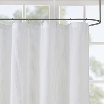 Madison Park Anna Sheers Shower Curtain, Textured Striped Accent Design, Modern Mid-Century Bathroom Decor, Machine Washable, Fabric Privacy Screen Ivory, 72" W x 72" L (Pack of 4)