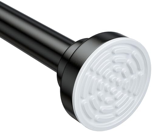 Ausemku Shower Curtain Rod Tension - 32-80 Inch Never Rust Non-Slip Spring Tension Curtain Rod No Drilling Stainless Steel Curtain Rod Use Bathroom Kitchen（Black）