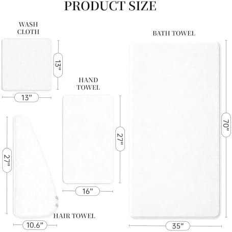 MaopaoBeauty Oversize Bath Towels Set - 35x70 Inches, 4-Piece Bathroom Towel Set (1 Bath Towel, 1 Hair Towel, 1 Hand Towel, 1 Washcloth),Microfibers Towels for Bathroom Set Microfiber Shower Towels
