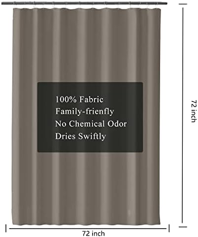 LLSCL Brown Fabric Shower Curtain Liner with Bottom Counterweight, Waterproof Hotel Quality, 72 x 72 Machine Washable