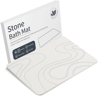 VEELOIM Stone Bath Mat, Diatomaceous Earth Bath Mat, Shower Mat White