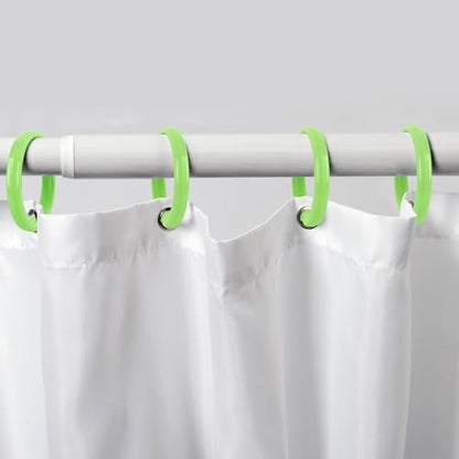 Green Shower Curtain Hooks - 12 Pcs Circular Plastic Shower Curtain Rings for Bathroom - O Shaped Green Shower Hooks Rings for Shower Curtain Rod