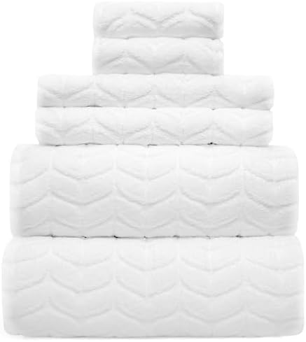 Alusa Home Ultra Soft & Stylish 700 GSM Luxury Bath Towels - 100% Zero-Twist, Long-Staple Cotton - Remarkably Absorbent & Quick Drying - 6 Piece Towel Set (White)