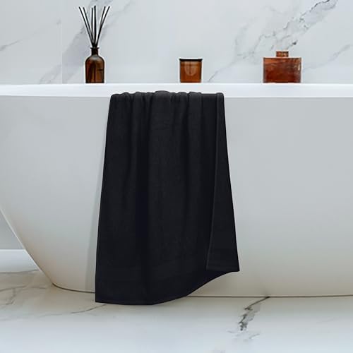 Belizzi Home 4 Pack Bath Towel Set 27x54, 100% Ring Spun Cotton, Ultra Soft Highly Absorbent Machine Washable Hotel Spa Quality Bath Towels for Bathroom, 4 Bath Towels - Black