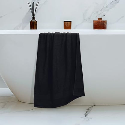 Belizzi Home 4 Pack Bath Towel Set 27x54, 100% Ring Spun Cotton, Ultra Soft Highly Absorbent Machine Washable Hotel Spa Quality Bath Towels for Bathroom, 4 Bath Towels - Black