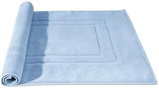 Feather & Stitch 2 Piece Towel Like Bath Mats (30x21 Inch) 100% Cotton Terry Bath Mats, Bathroom Shower Floor Mats [NOT A Bathroom Rug], Soft Absorbent Washable Mats - Sky Blue
