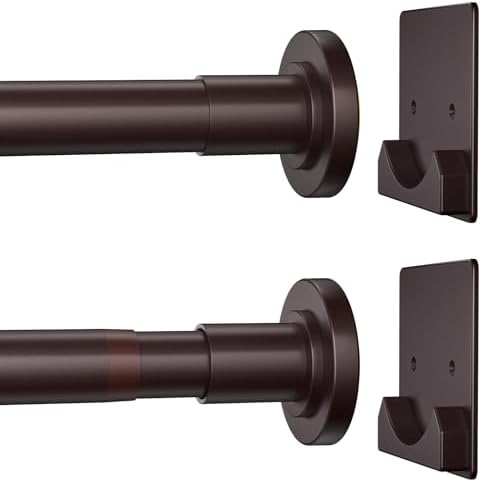 CorkLatta Matte Bronze Shower Curtain Rod,1 Inch Diameter Stainless Steel Adjustable Spring Tension Rods 32 to 80",with Holders,Anti-Slip,Curtain Rods No Drilling(1 Pack)