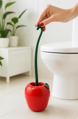 Deep & Sturdy Toilet Bowl Brush with Holder - Apple Bowl Brush - Durable Scrubbing - Toilet Cleaners - Household Essentials - Bathroom Cleaner - Cleaning Supplies - Household Supplies