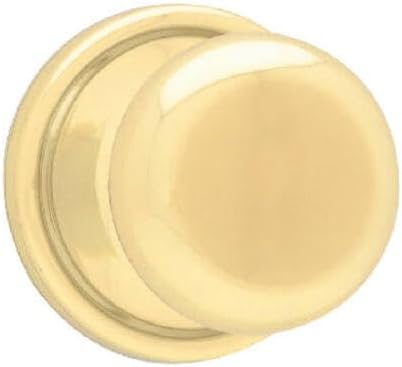 Kwikset Juno Dummy Door Knob, Single Sided Handle for Closets, French Double Doors, and Pantry, Polished Brass Non-Turning Interior Push/Pull Door Knob