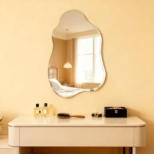 Cloud Shaped Frameless Wall Mirror,20x28 Inch,Beveled Edge Vanity Mirror