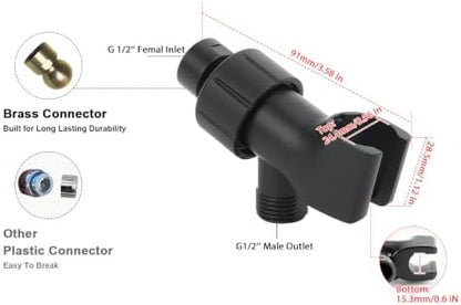 NearMoon Adjustable Shower Arm Mount- with Universal Wall Hook Bracket and Brass Pivot Ball, Shower Head Holder for Hand Held Showerheads (Matte Black)