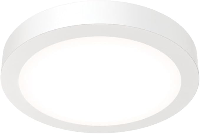 Juno Slim Basics 6 Inch LED Ceiling Light, Low Profile Surface Mount Downlight for Shower or Closet Lighting, 3000K/4000K/5000K Selectable White Light, Edged Trim, Wet Rated, Matte White, 6 Pack