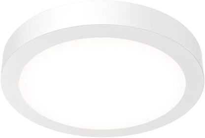 Juno Slim Basics 6 Inch LED Ceiling Light, Low Profile Surface Mount Downlight for Shower or Closet Lighting, 3000K/4000K/5000K Selectable White Light, Edged Trim, Wet Rated, Matte White, 6 Pack