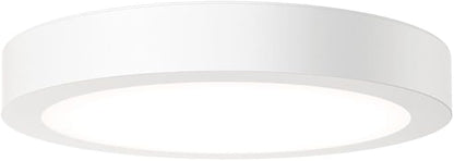 Juno Slim Basics 6 Inch LED Ceiling Light, Low Profile Surface Mount Downlight for Shower or Closet Lighting, 3000K/4000K/5000K Selectable White Light, Edged Trim, Wet Rated, Matte White
