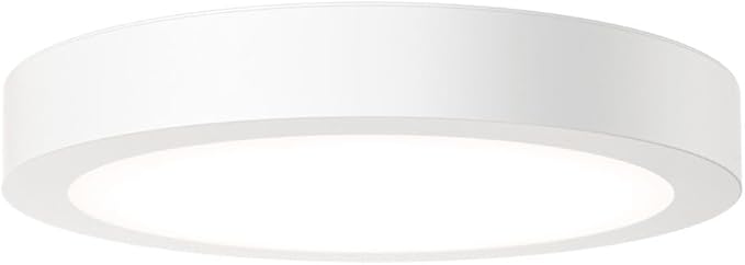 Juno Slim Basics 6 Inch LED Ceiling Light, Low Profile Surface Mount Downlight for Shower or Closet Lighting, 3000K/4000K/5000K Selectable White Light, Edged Trim, Wet Rated, Matte White, 6 Pack