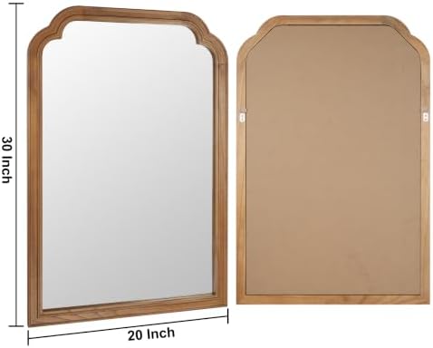Wood Framed Bathroom Mirror for Wall 30"x20" Rustic Decorative Mirror