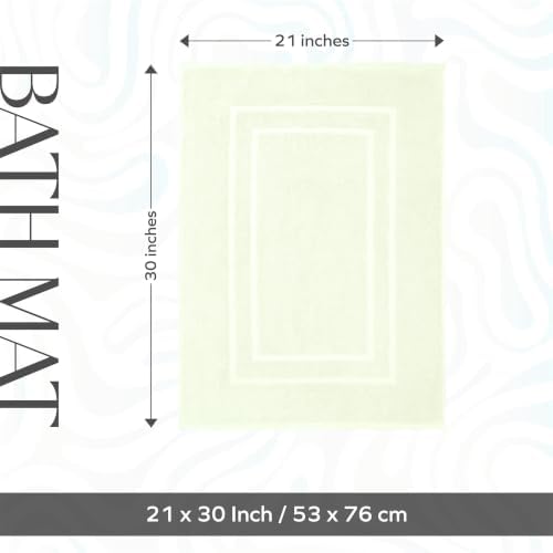 Feather & Stitch 2 Piece Towel Like Bath Mats (30x21 Inch) 100% Cotton Terry Bath Mats, Bathroom Shower Floor Mats [NOT A Bathroom Rug], Soft Absorbent Washable Mats - Frost