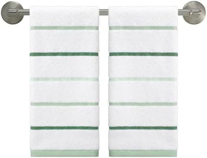 IZOD – Hand Towels, Plush Ringspun Cotton Blend with Striped Design and Dark Hem Finish, Set of 2 (Sandbar Green)