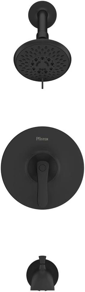Pfister Weller Tub and Shower Trim Kit (Valve Sold Separately), Single Handle, Matte Black Finish, LG898WRB