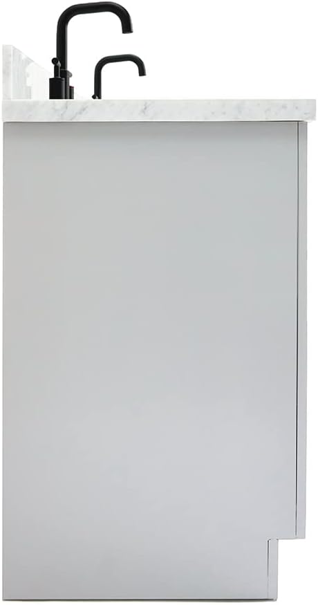 ARIEL Hepburn 72-inch Bathroom Vanity with Sink,Solid Wood, 1.5-inch Italian Carrara Marble Countertop & Backsplash, Double Oval Porcelain Sink, 4 Soft Closing Doors, 6 Dovetail Drawers, Grey