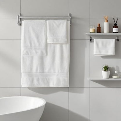 COZYART Luxury Bath Towel Set 6 Pcs White 100% Turkish Cotton 650 GSM