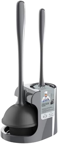 MR.SIGA Toilet Plunger and Bowl Brush Combo for Bathroom Cleaning, Gray