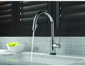 Delta Trinsic Chrome Touch Kitchen Faucet with Pull Down Sprayer, Modern Single Hole Touch On Kitchen Sink Faucet, Single Handle, Chrome 9159T-DST