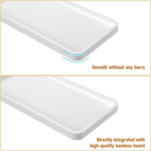 Weenson Bathroom Vanity Trays for Countertop Toiletries Decor Candle Perfume Makeup, Kitchen Tray for Soap Dispenser Spice Salt Oil, White Tray for Toilet Tank Coffee Nightstand Set of 2