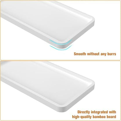 Weenson Bathroom Vanity Trays for Countertop Toiletries Decor Candle Perfume Makeup, Kitchen Tray for Soap Dispenser Spice Salt Oil, White Tray for Toilet Tank Coffee Nightstand Set of 2