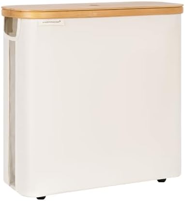 StorageWorks Toilet Paper Storage Basket with Bamboo Lid & Window