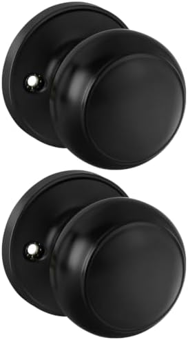 Haidms 1 Pack Black Dummy Door Knob, Half Matte Black No-Turning Dummy Closet Doors Single-Sided Door Locks (2 Pieces/1 Pair)