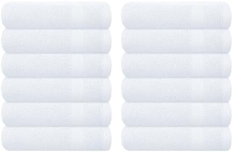 GLAMBURG Ultra Soft 12-Piece Washcloths Set 13x13-100% Ringspun Cotton - Durable & Highly Absorbent Face Towels - Ideal for use in Bathroom, Kitchen, Gym, Spa & General Cleaning - White