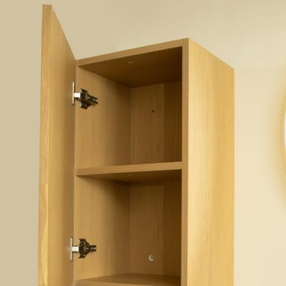 LKTART 35" Wall-Mounted Cabinet, Fluted Narrow Storage Cabinet with Door and Shelf, Side Cabinet for Small Spaces Bathroom Laundry