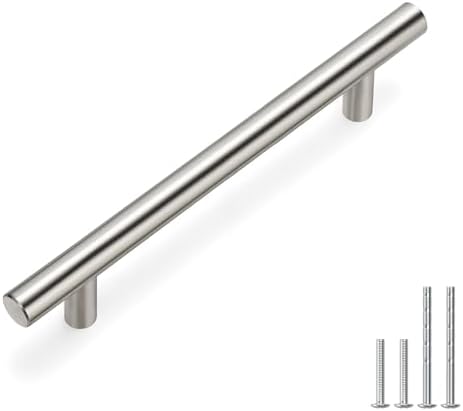 homdiy Brushed Nickel Cabinet Pulls 40 Pack Cabinet Handles Cabinet Pulls 5in(128mm) Hole Center Stainless Steel Drawer Pulls Kitchen Modern Euro Style Dresser Drawers