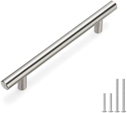 homdiy Brushed Nickel Cabinet Pulls 40 Pack Cabinet Handles Cabinet Pulls 5in(128mm) Hole Center Stainless Steel Drawer Pulls Kitchen Modern Euro Style Dresser Drawers