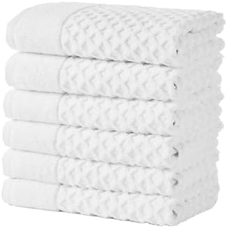 Great Bay Home Hand Towels - 100% Cotton 6 Pack 26x16 Hand Towel Set - Absorbent, Durable, Quick-Dry Towels for Bathroom (Optic White)
