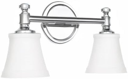 Bathroom Vanity Light Fixtures, Traditional Chrome 2 Lights Wall Sconce Lighting with Opal Glass Shade, Porch Wall Mount Light Fixture for Bathroom, Mirror Cabinets Hallway Stairs