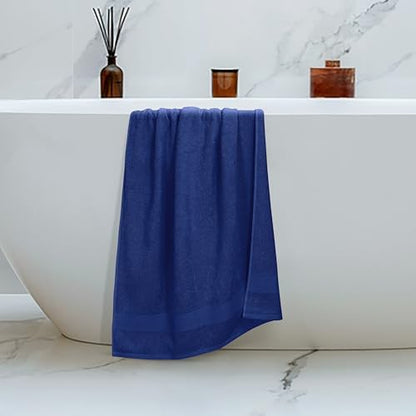 Belizzi Home 4 Pack Bath Towel Set 27x54, 100% Ring Spun Cotton, Ultra Soft Highly Absorbent Machine Washable Hotel Spa Quality Bath Towels for Bathroom, 4 Bath Towels - Navy Blue